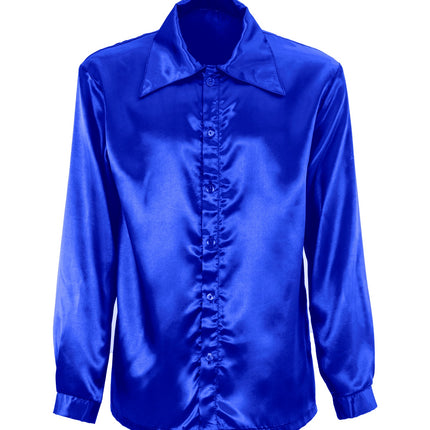 e-carnavalskleding-SYK Heren jaren 70 disco blouse blauw