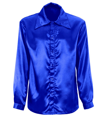e-carnavalskleding-SYK Heren jaren 70 disco blouse blauw