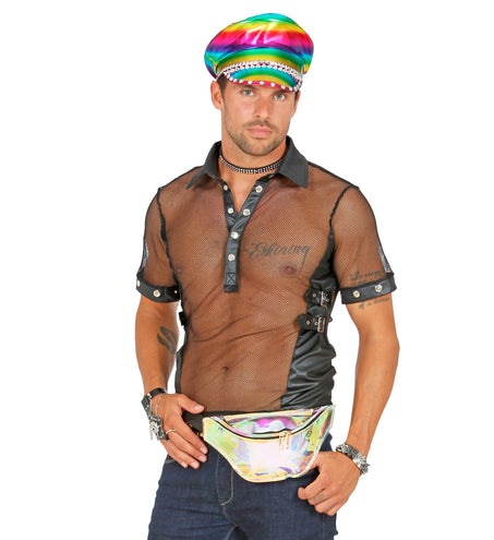 e-carnavalskleding-SYK Heuptas hippie regenboog holografisch