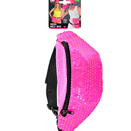 e-carnavalskleding-SYK Heuptasje pailletten neon roze