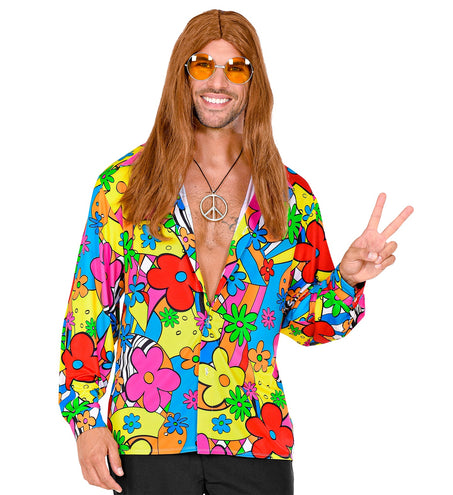 e-carnavalskleding-SYK Hippie blouse bloemen heren
