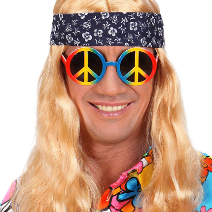 e-carnavalskleding-SYK Hippie bril peace regenboog