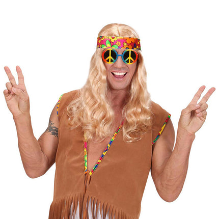 e-carnavalskleding-SYK Hippie bril peace regenboog
