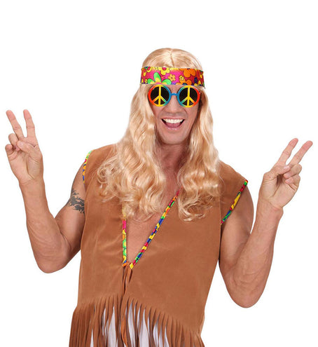 e-carnavalskleding-SYK Hippie bril peace regenboog