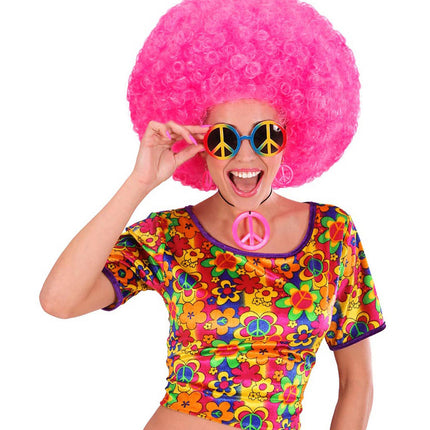 e-carnavalskleding-SYK Hippie bril peace regenboog