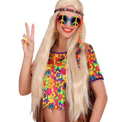 e-carnavalskleding-SYK Hippie bril peace regenboog