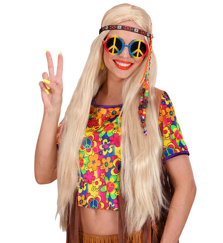 e-carnavalskleding-SYK Hippie bril peace regenboog