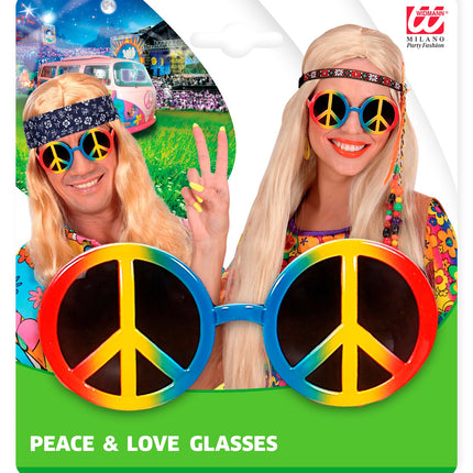 e-carnavalskleding-SYK Hippie bril peace regenboog