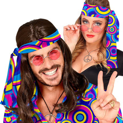 e-carnavalskleding-SYK Hippie hoofdband blauw tinten