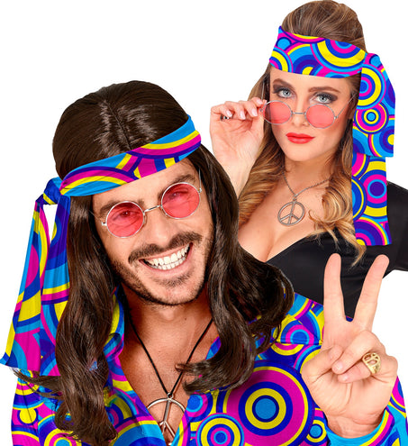 e-carnavalskleding-SYK Hippie hoofdband blauw tinten