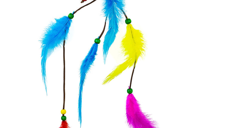 e-carnavalskleding-SYK Hippie hoofdband met veertjes en steentjes