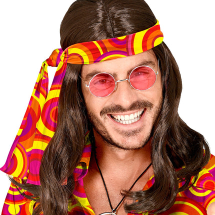 e-carnavalskleding-SYK Hippie hoofdband rood geel oranje