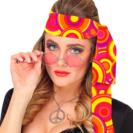e-carnavalskleding-SYK Hippie hoofdband rood geel oranje