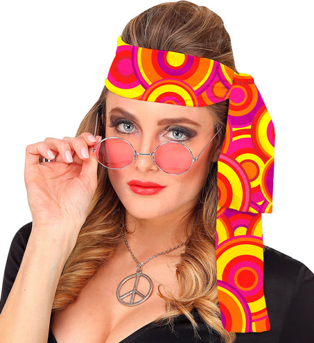 e-carnavalskleding-SYK Hippie hoofdband rood geel oranje