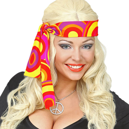 e-carnavalskleding-SYK Hippie hoofdband rood geel oranje