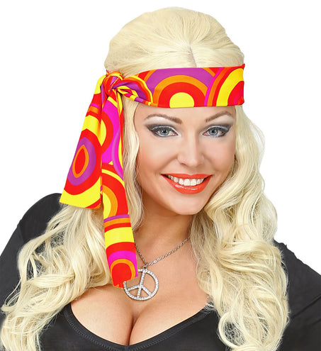 e-carnavalskleding-SYK Hippie hoofdband rood geel oranje