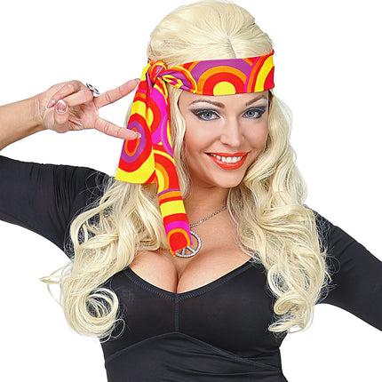 e-carnavalskleding-SYK Hippie hoofdband rood geel oranje