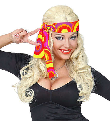 e-carnavalskleding-SYK Hippie hoofdband rood geel oranje