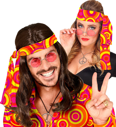 e-carnavalskleding-SYK Hippie hoofdband rood geel oranje