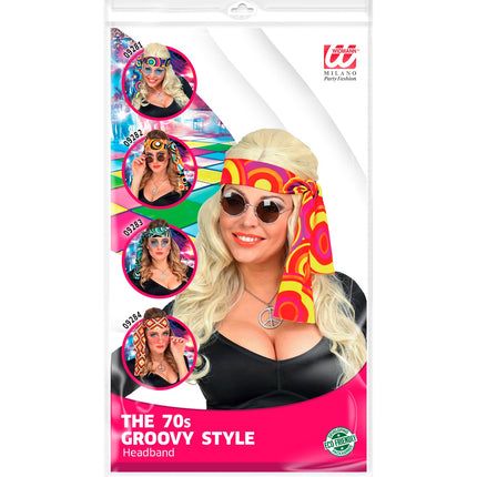 e-carnavalskleding-SYK Hippie hoofdband rood geel oranje