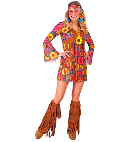 e-carnavalskleding-SYK Hippie jurkje flower power dames