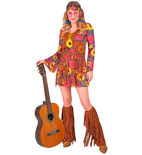 e-carnavalskleding-SYK Hippie jurkje flower power dames