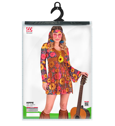e-carnavalskleding-SYK Hippie jurkje flower power dames