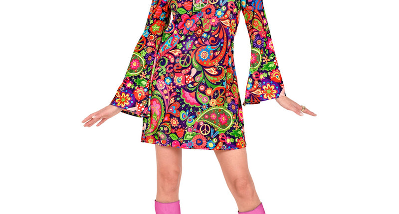 e-carnavalskleding-SYK Hippie jurkje neon kleuren