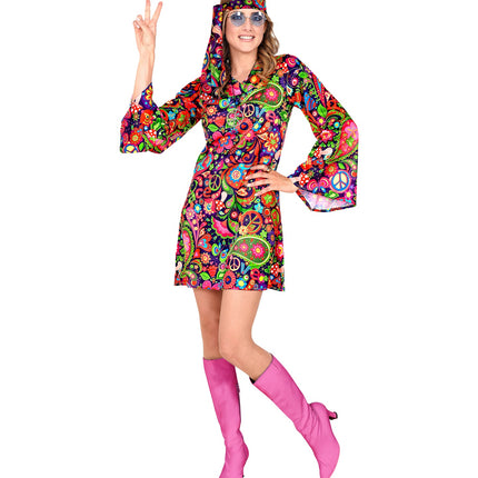 e-carnavalskleding-SYK Hippie jurkje neon kleuren