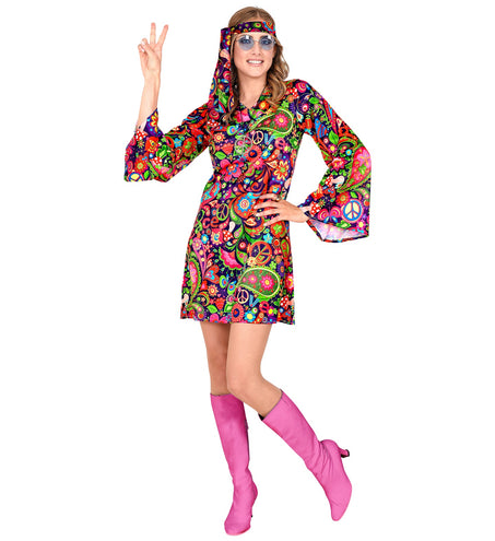 e-carnavalskleding-SYK Hippie jurkje neon kleuren