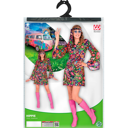 e-carnavalskleding-SYK Hippie jurkje neon kleuren