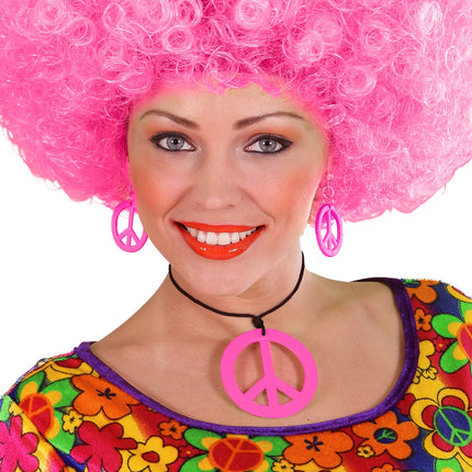 e-carnavalskleding-SYK Hippie ketting en oorbellen groen