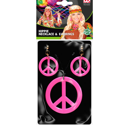 e-carnavalskleding-SYK Hippie ketting en oorbellen groen