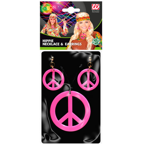 e-carnavalskleding-SYK Hippie ketting en oorbellen groen