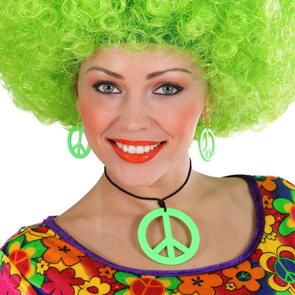 e-carnavalskleding-SYK Hippie ketting en oorbellen groen