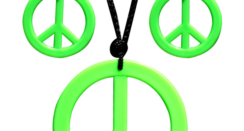 e-carnavalskleding-SYK Hippie ketting en oorbellen groen