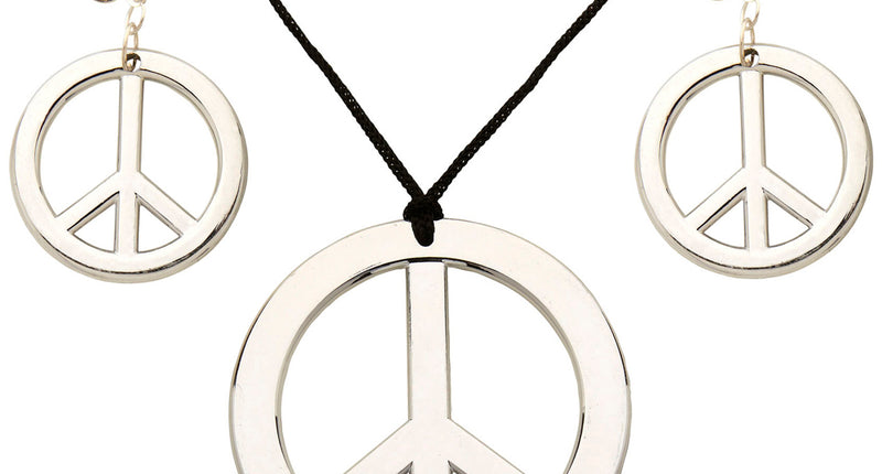 e-carnavalskleding-SYK Hippie ketting en oorbellen Peace