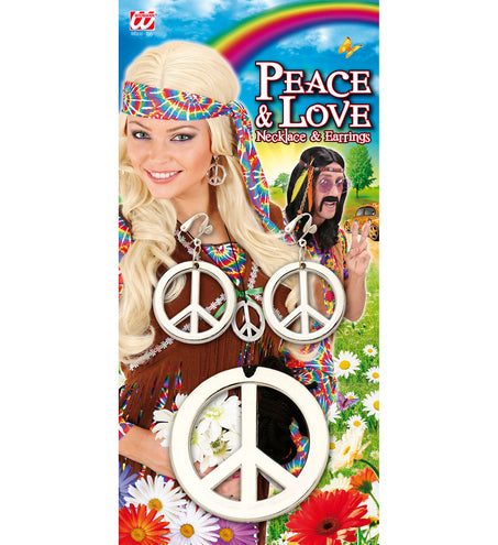 e-carnavalskleding-SYK Hippie ketting en oorbellen Peace
