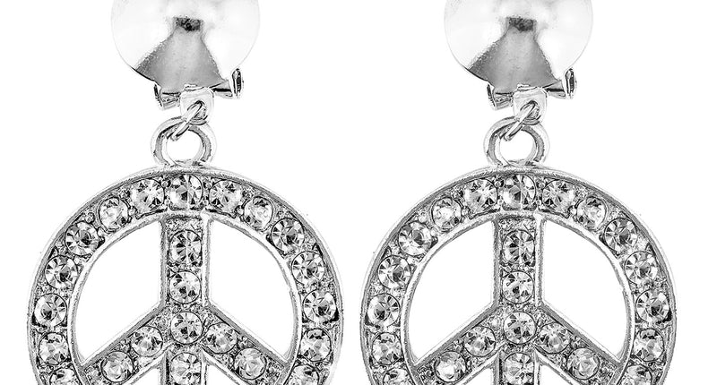 e-carnavalskleding-SYK Hippie oorbellen peace diamantjes