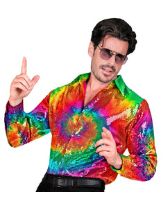 e-carnavalskleding-SYK Hippie paillettenshirt Tie Dye