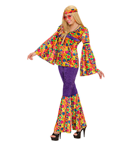 e-carnavalskleding-SYK Hippie pak bloemen motief dames