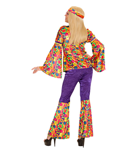 e-carnavalskleding-SYK Hippie pak bloemen motief dames