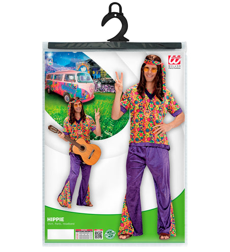 e-carnavalskleding-SYK Hippie pak bloemen motief man