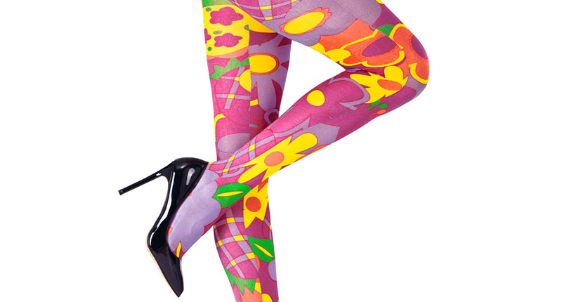 e-carnavalskleding-SYK Hippie panty roze flower power
