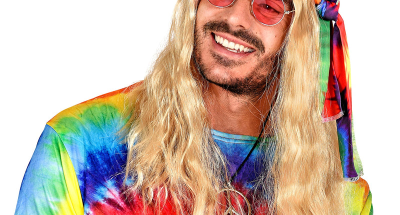 e-carnavalskleding-SYK Hippie pruik blonde haren met hoofdband