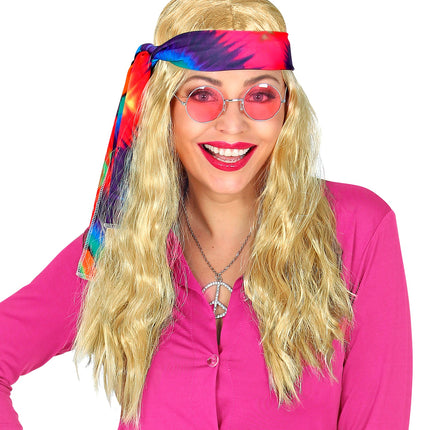 e-carnavalskleding-SYK Hippie pruik blonde haren met hoofdband