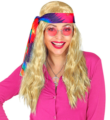 e-carnavalskleding-SYK Hippie pruik blonde haren met hoofdband