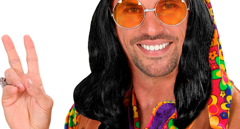 e-carnavalskleding-SYK Hippie pruik John Lennon zwart