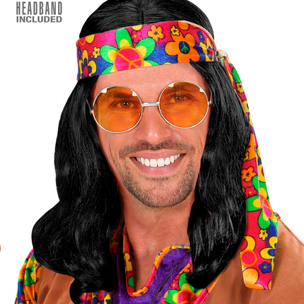 e-carnavalskleding-SYK Hippie pruik John Lennon zwart