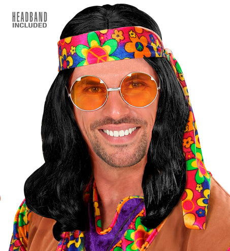 e-carnavalskleding-SYK Hippie pruik John Lennon zwart